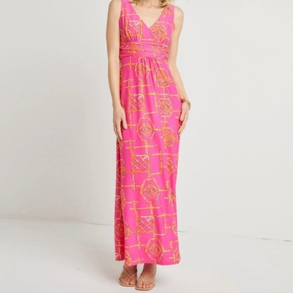 Jude Connally Strechy Penelope Maxi Dress Lattice Blue pattern Sleeveless Sz S - Picture 3 of 16